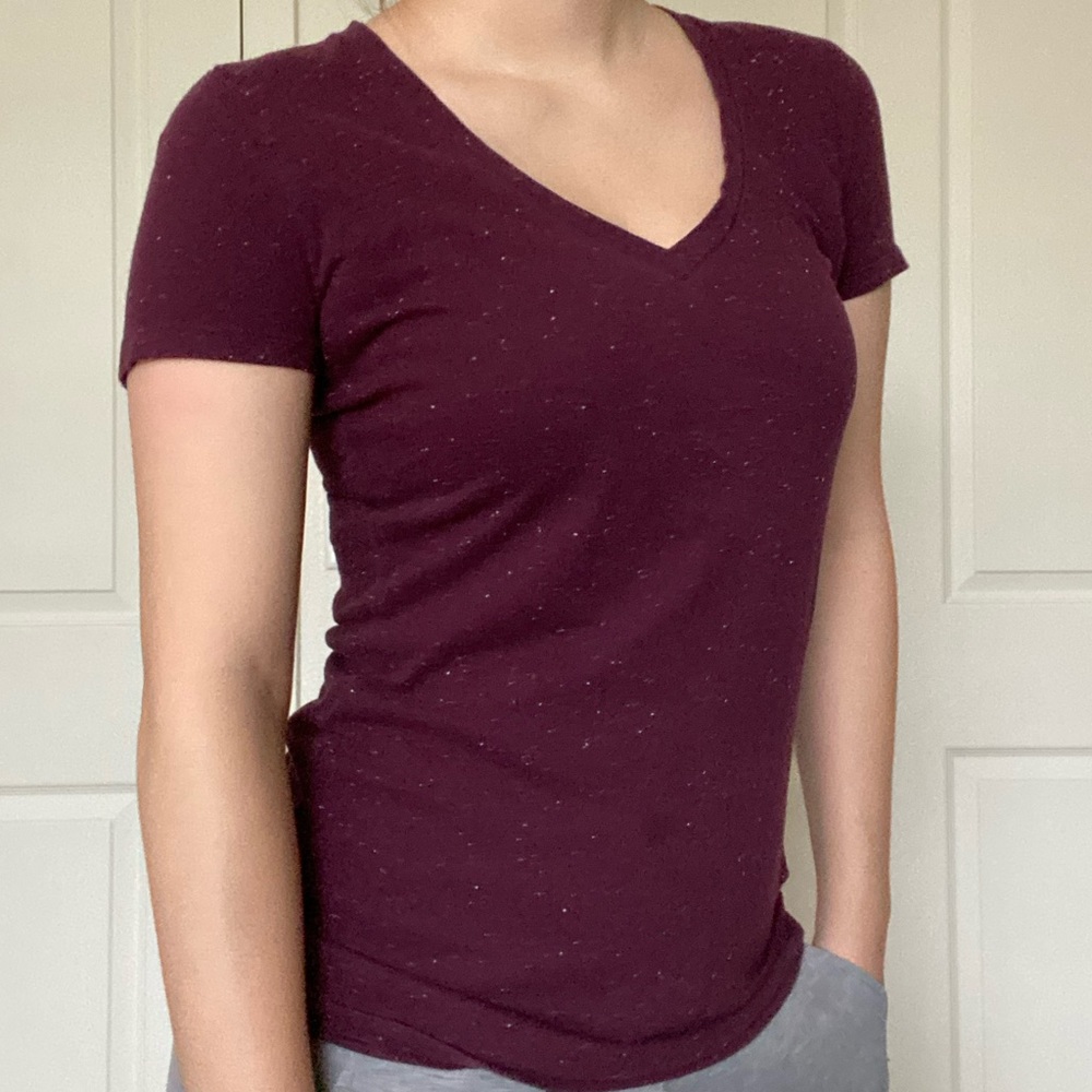 VS Pink Burgundy V- Neck Tee